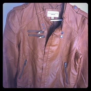 Beautiful Dark Tan/Carmel Leather Jacket w/Free ?